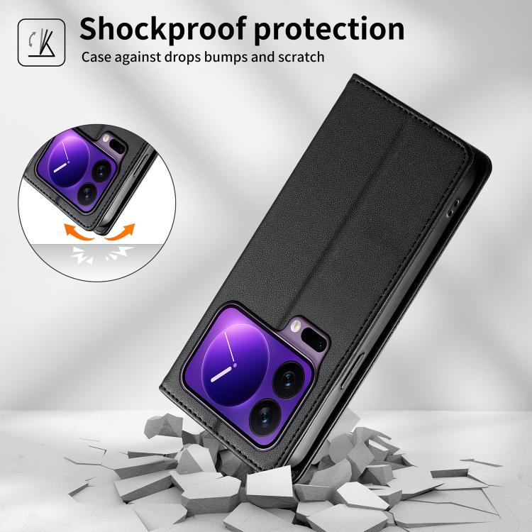 For Xiaomi 17 Pro Stitched Line Magnetic RFID Vegan Leather Phone Case