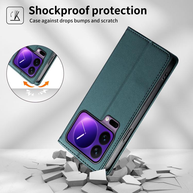 For Xiaomi 17 Pro Stitched Line Magnetic RFID Vegan Leather Phone Case