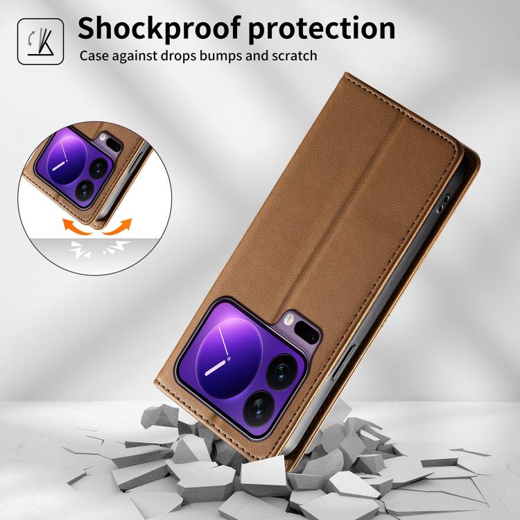 For Xiaomi 17 Pro Stitched Line Magnetic RFID Vegan Leather Phone Case