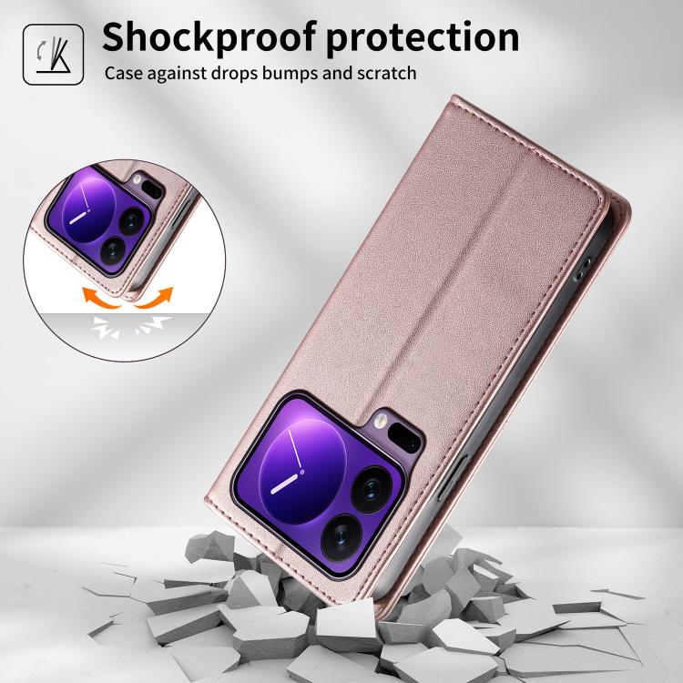 For Xiaomi 17 Pro Stitched Line Magnetic RFID Vegan Leather Phone Case