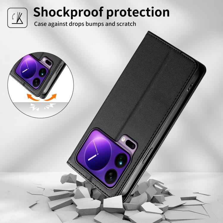 For Xiaomi 17 Pro Max Stitched Line Magnetic RFID Vegan Leather Phone Case