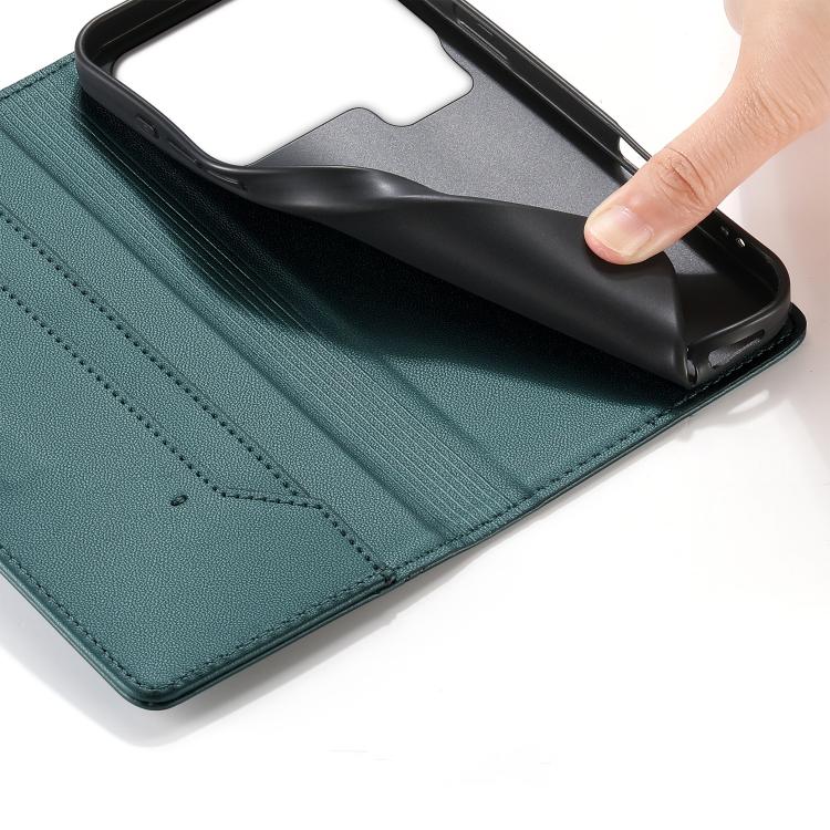 For Xiaomi 17 Pro Max Stitched Line Magnetic RFID Vegan Leather Phone Case