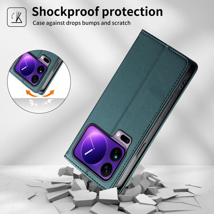 For Xiaomi 17 Pro Max Stitched Line Magnetic RFID Vegan Leather Phone Case
