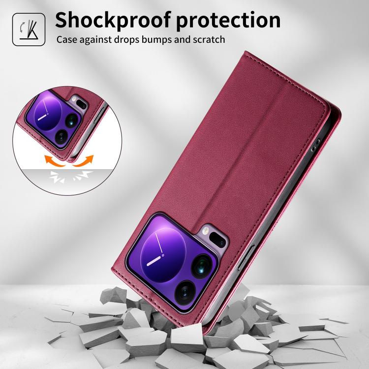 For Xiaomi 17 Pro Max Stitched Line Magnetic RFID Vegan Leather Phone Case