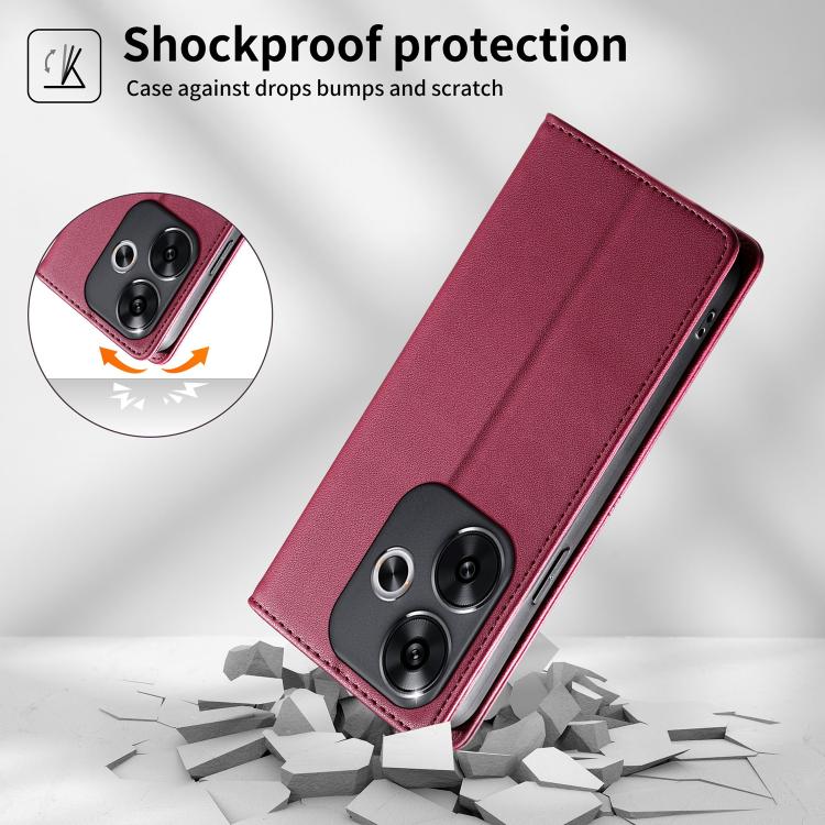 For Xiaomi Poco F6 / Redmi Turbo 3 Stitched Line Magnetic RFID Vegan Leather Phone Case
