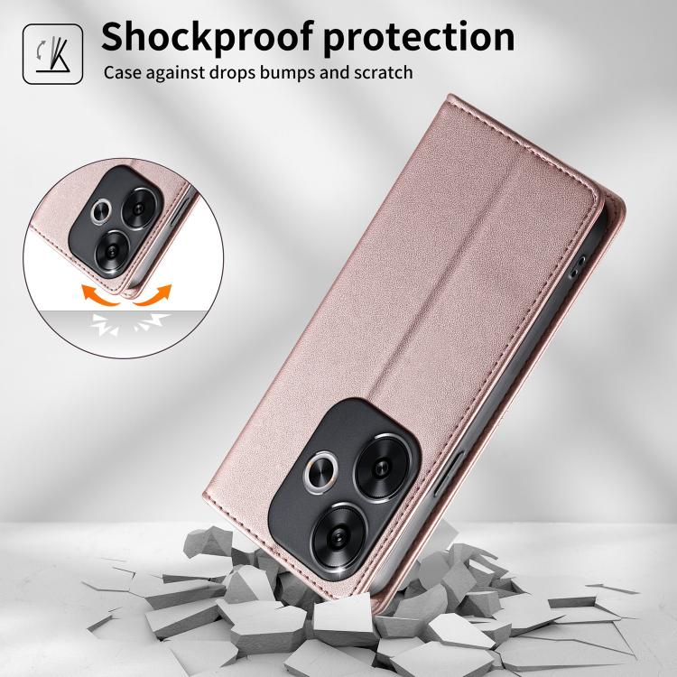 For Xiaomi Poco F6 / Redmi Turbo 3 Stitched Line Magnetic RFID Vegan Leather Phone Case