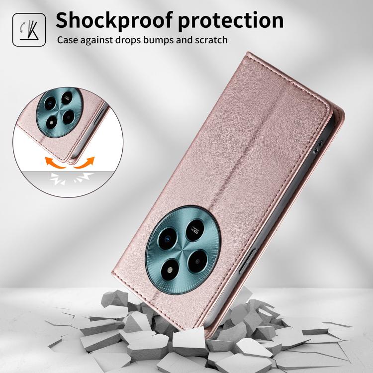 For Xiaomi Poco M7 4G 169mm Stitched Line Magnetic RFID Vegan Leather Phone Case