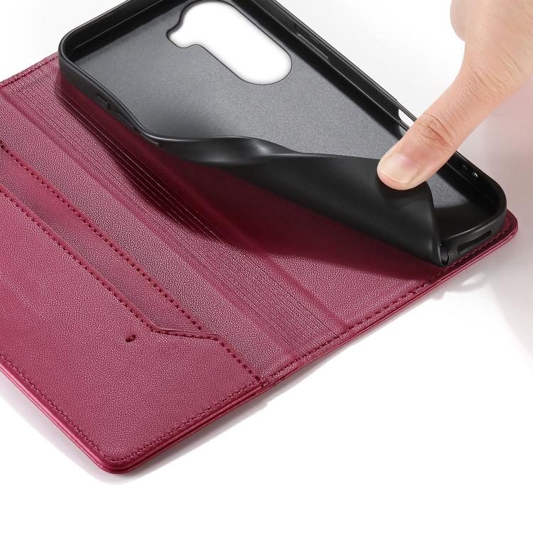 For Xiaomi Poco M7 4G 171mm Stitched Line Magnetic RFID Vegan Leather Phone Case
