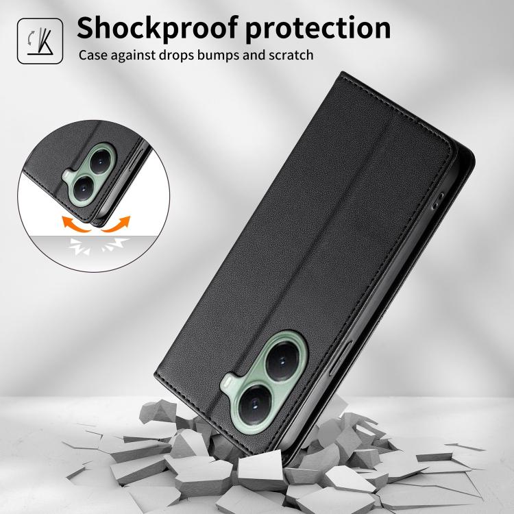 For Xiaomi Poco X7 Pro / Redmi Turbo 4 Stitched Line Magnetic RFID Vegan Leather Phone Case
