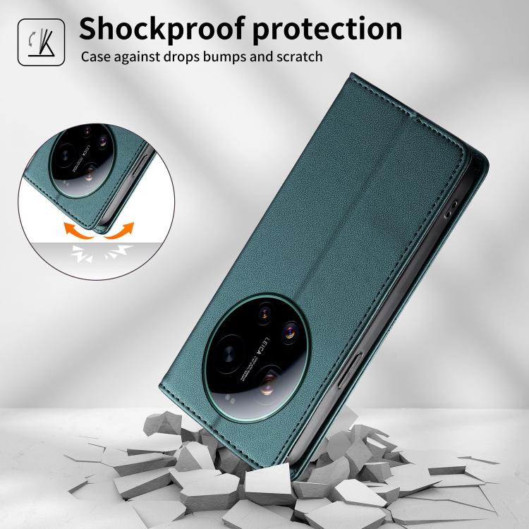 For Xiaomi 17 Ultra Stitched Line Magnetic RFID Vegan Leather Phone Case