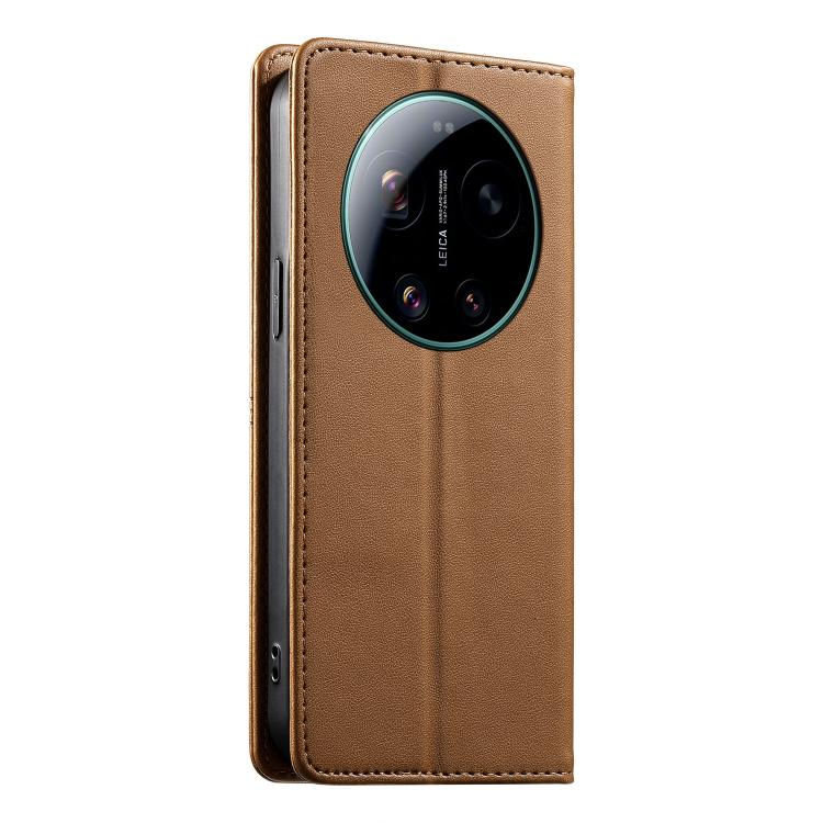 For Xiaomi 17 Ultra Stitched Line Magnetic RFID Vegan Leather Phone Case