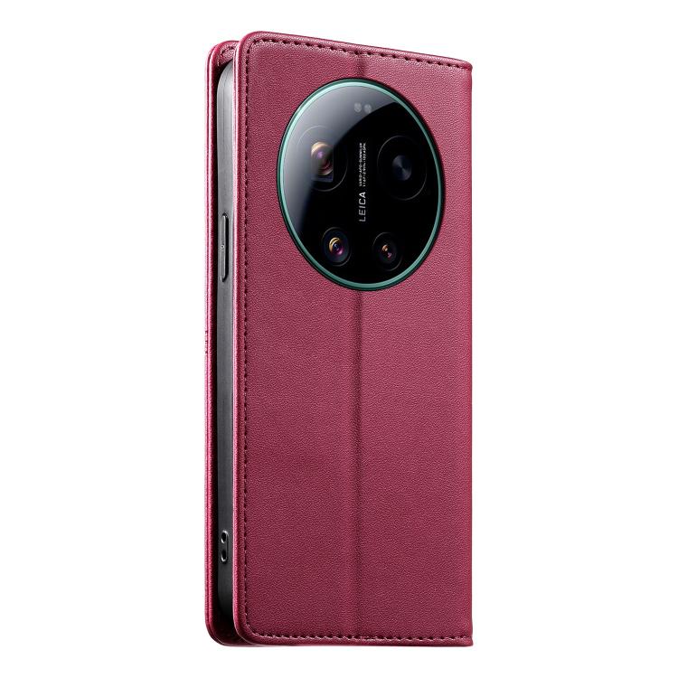 For Xiaomi 17 Ultra Stitched Line Magnetic RFID Vegan Leather Phone Case