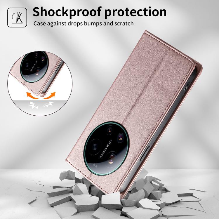 For Xiaomi 17 Ultra Stitched Line Magnetic RFID Vegan Leather Phone Case