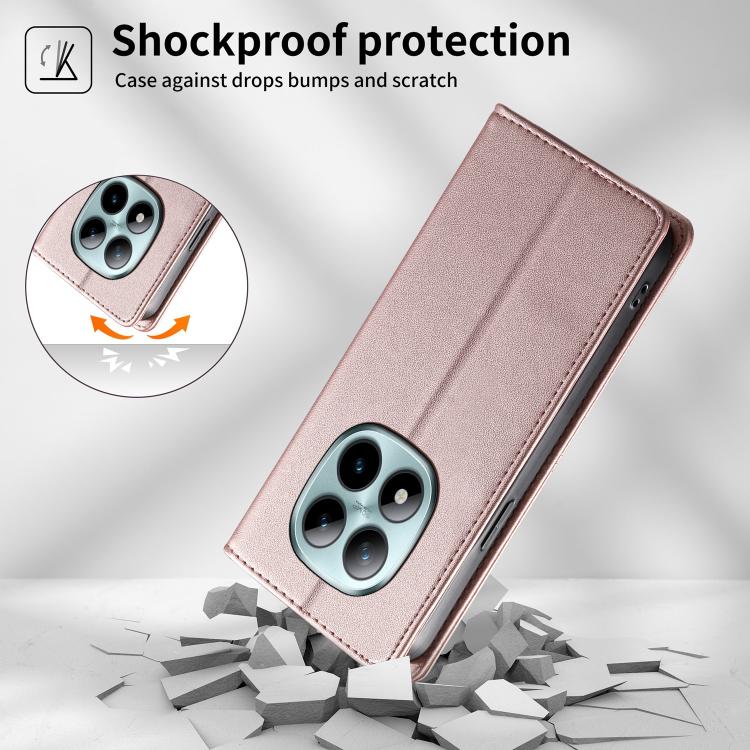For Redmi Note 15 Pro+ 5G Global 163.3mm Stitched Line Magnetic RFID Vegan Leather Phone Case