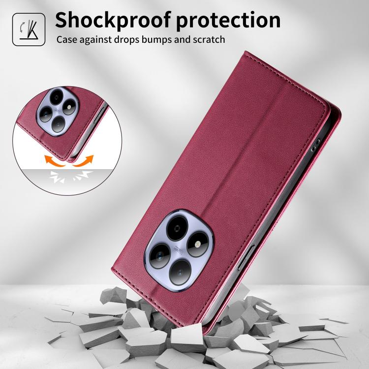 For Redmi Note 15 Pro 5G Global 163.6mm Stitched Line Magnetic RFID Vegan Leather Phone Case