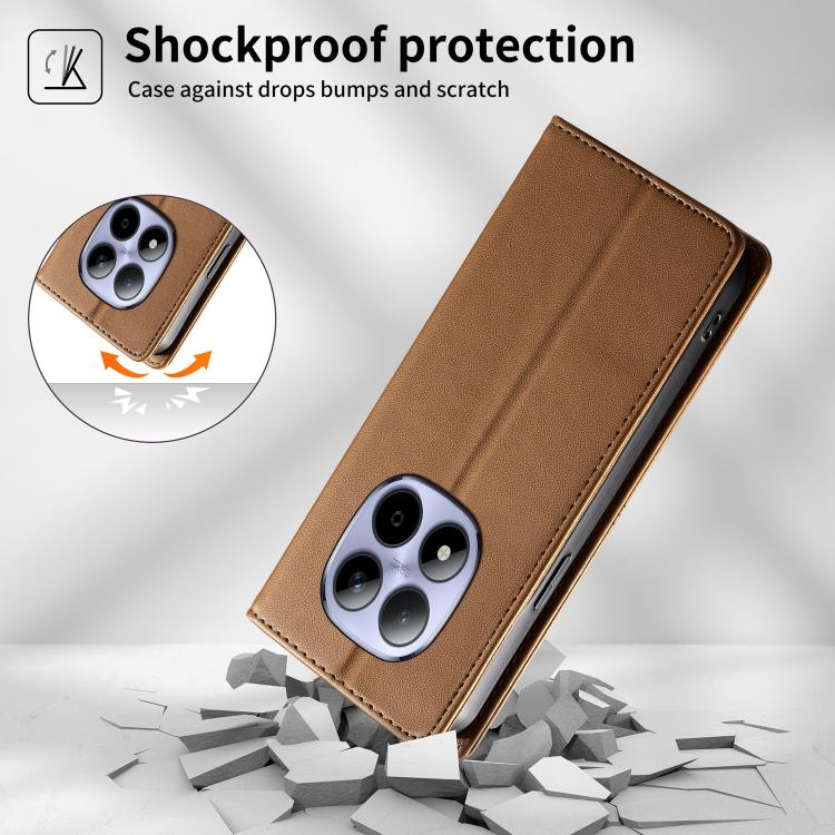 For Redmi Note 15 Pro 4G Global 163.2mm Stitched Line Magnetic RFID Vegan Leather Phone Case