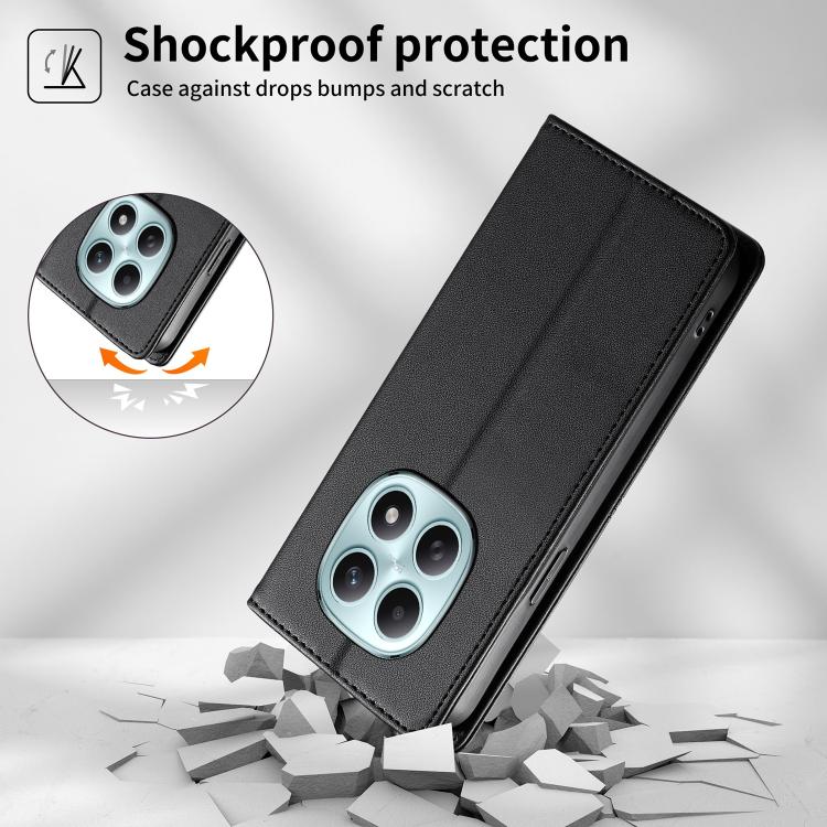 For Redmi Note 15 4G / 5G Global 164mm Stitched Line Magnetic RFID Vegan Leather Phone Case