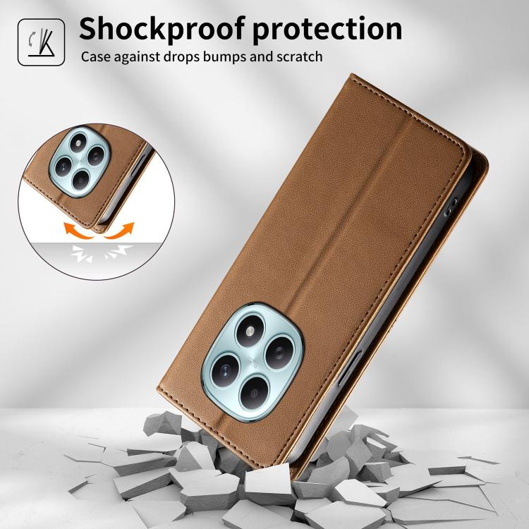 For Redmi Note 15 4G / 5G Global 164mm Stitched Line Magnetic RFID Vegan Leather Phone Case