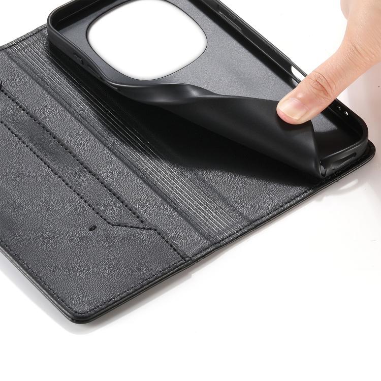 For Redmi Note 14 Pro 4G Stitched Line Magnetic RFID Vegan Leather Phone Case