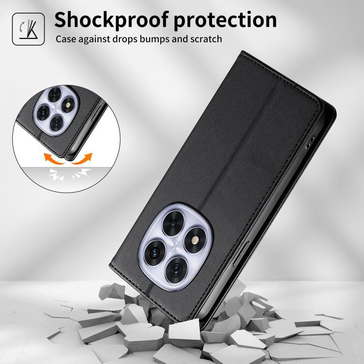 For Redmi Note 14 Pro 4G Stitched Line Magnetic RFID Vegan Leather Phone Case