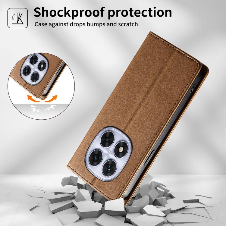 For Redmi Note 14 Pro 4G Stitched Line Magnetic RFID Vegan Leather Phone Case