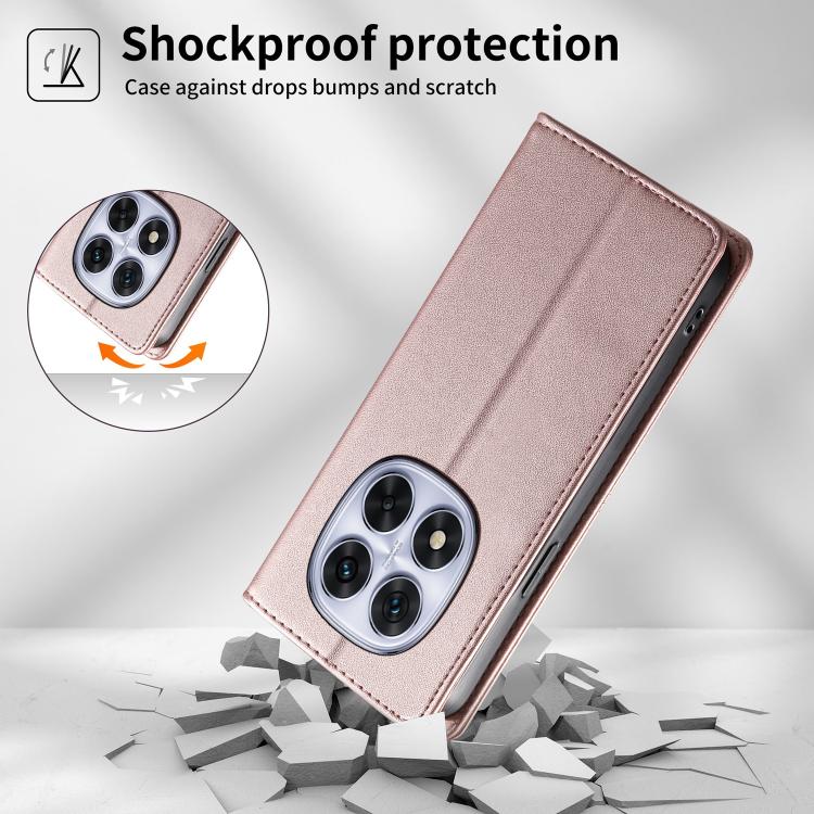 For Redmi Note 14 Pro 4G Stitched Line Magnetic RFID Vegan Leather Phone Case