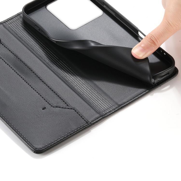 For Redmi Note 13 5G Stitched Line Magnetic RFID Vegan Leather Phone Case
