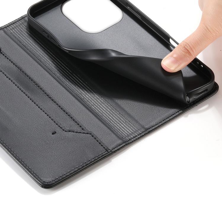 For Redmi Note 13 4G Stitched Line Magnetic RFID Vegan Leather Phone Case