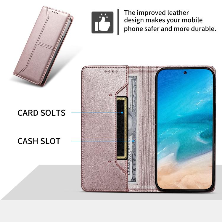 For Redmi Note 13 4G Stitched Line Magnetic RFID Vegan Leather Phone Case