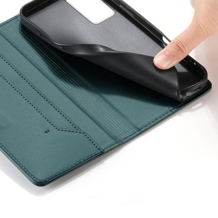 For Redmi Note 12S / Note 11S 4G Stitched Line Magnetic RFID Vegan Leather Phone Case