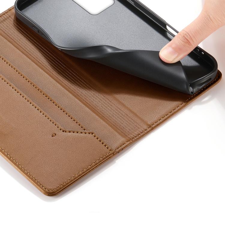 For Redmi Note 12S / Note 11S 4G Stitched Line Magnetic RFID Vegan Leather Phone Case