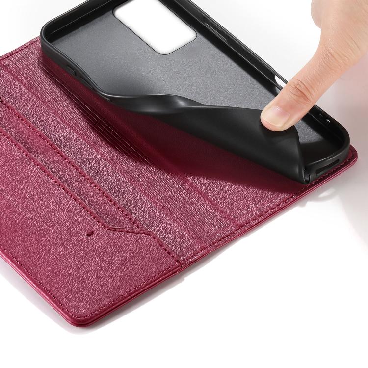 For Redmi Note 12S / Note 11S 4G Stitched Line Magnetic RFID Vegan Leather Phone Case