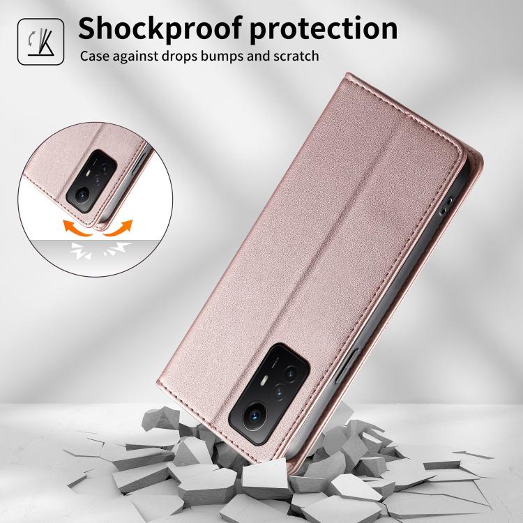 For Redmi Note 12S / Note 11S 4G Stitched Line Magnetic RFID Vegan Leather Phone Case