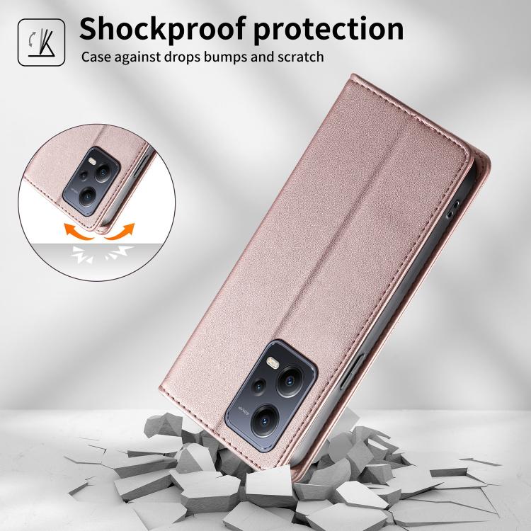 For Redmi Note 12 5G Global / Xiaomi Poco X5 Stitched Line Magnetic RFID Vegan Leather Phone Case