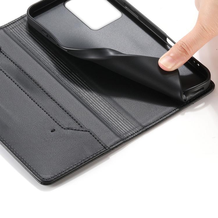 For Redmi Note 12 4G Global Stitched Line Magnetic RFID Vegan Leather Phone Case