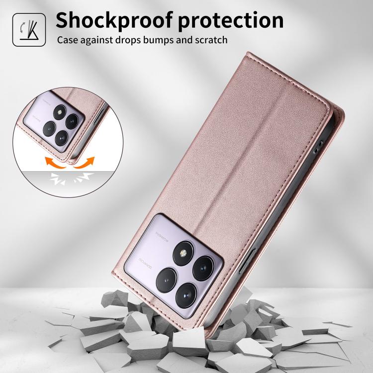 For Redmi K70 / K70 Pro / Poco F6 Pro Stitched Line Magnetic RFID Vegan Leather Phone Case