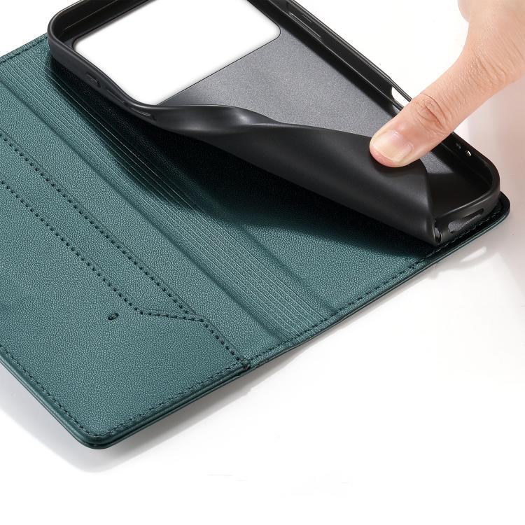 For Redmi K70E / Xiaomi Poco X6 Pro Stitched Line Magnetic RFID Vegan Leather Phone Case