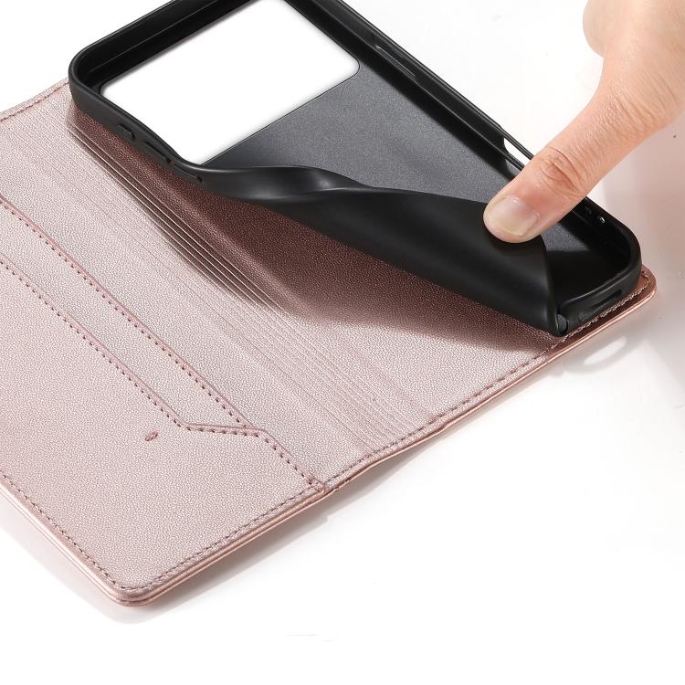 For Redmi K70E / Xiaomi Poco X6 Pro Stitched Line Magnetic RFID Vegan Leather Phone Case