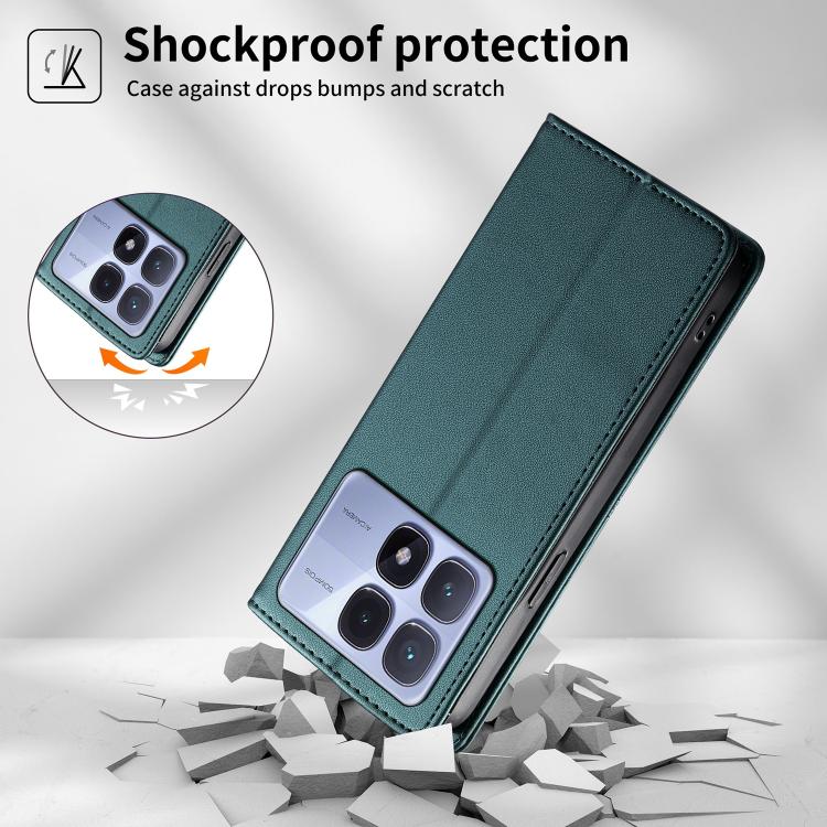 For Redmi K70 Ultra Stitched Line Magnetic RFID Vegan Leather Phone Case