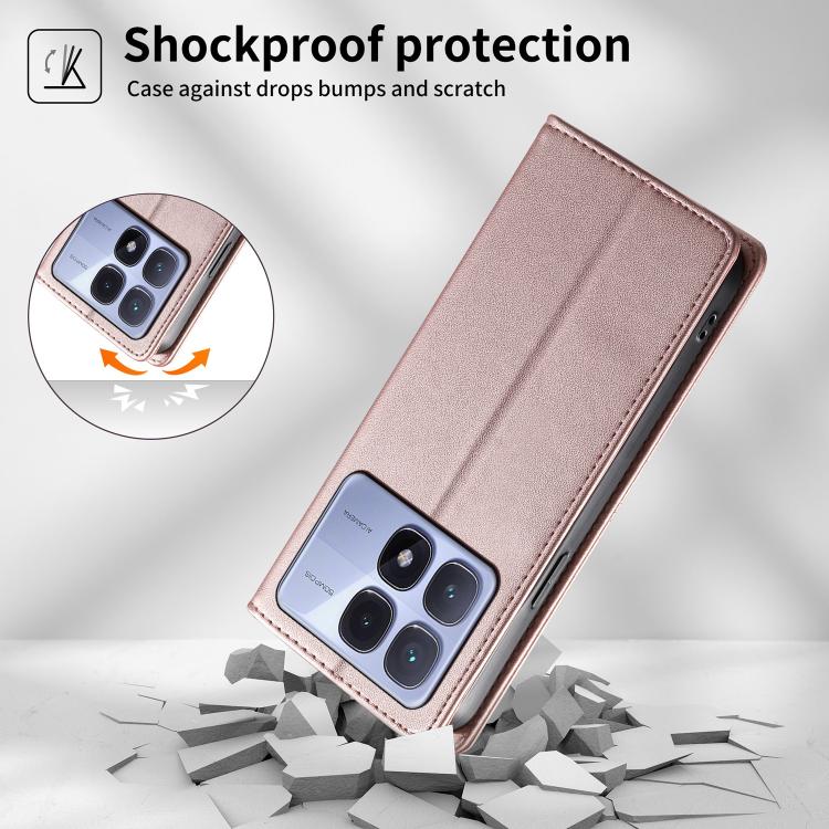 For Redmi K70 Ultra Stitched Line Magnetic RFID Vegan Leather Phone Case