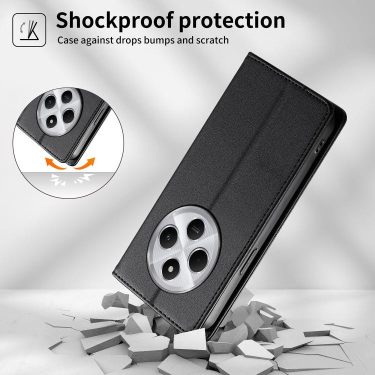 For Redmi 14C 4G / 14R / A4 5G / A3 Pro Stitched Line Magnetic RFID Vegan Leather Phone Case
