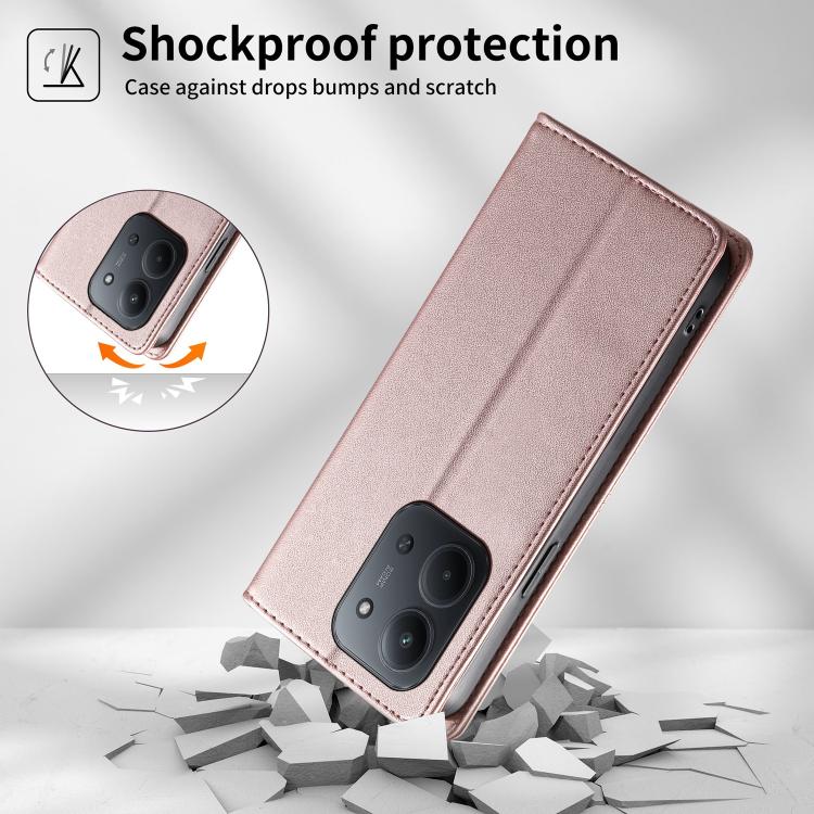 For Redmi 15C 5G / 4G 171mm / Poco C85 4G Stitched Line Magnetic RFID Vegan Leather Phone Case