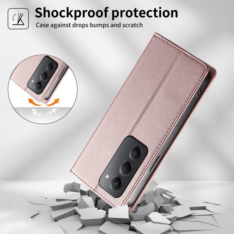 For Redmi 15 5G / 4G EU 171mm Stitched Line Magnetic RFID Vegan Leather Phone Case