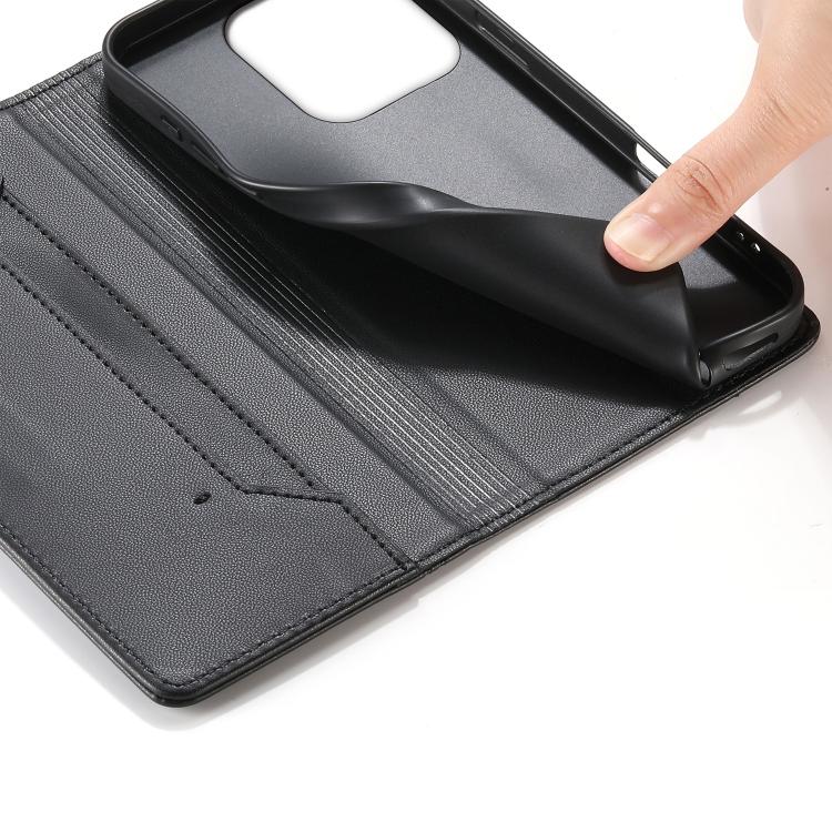 For Redmi 12C / 11A / Poco C55 Stitched Line Magnetic RFID Vegan Leather Phone Case