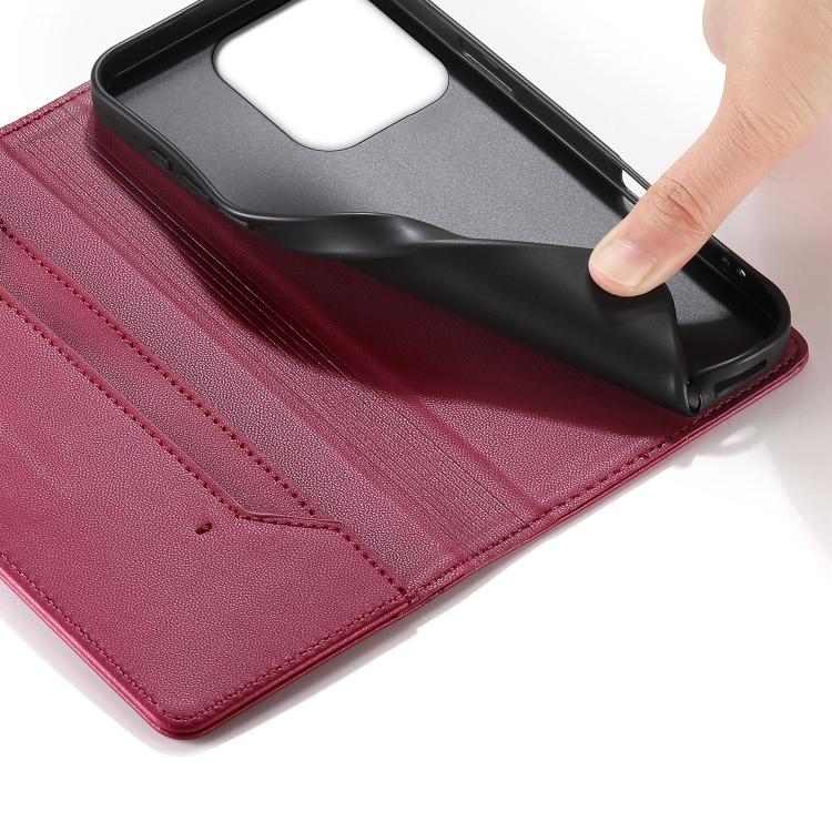 For Redmi 12C / 11A / Poco C55 Stitched Line Magnetic RFID Vegan Leather Phone Case