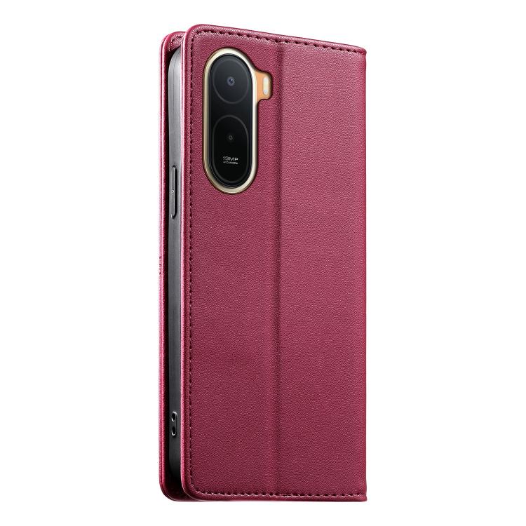 For Redmi A7 Pro 4G / 5G 171mm / Poco C85x 5G Stitched Line Magnetic RFID Vegan Leather Phone Case