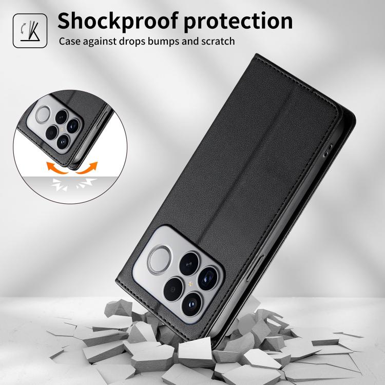 For Redmi K90 Pro Max / Poco F8 Ultra 5G Stitched Line Magnetic RFID Vegan Leather Phone Case