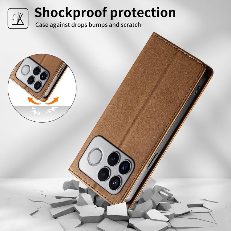 For Redmi K90 Pro Max / Poco F8 Ultra 5G Stitched Line Magnetic RFID Vegan Leather Phone Case