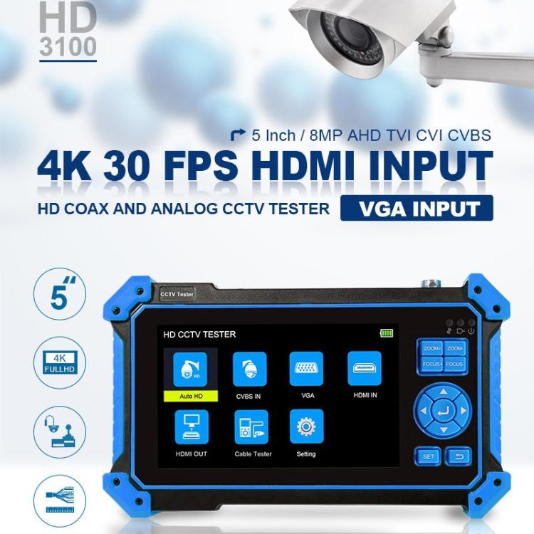 HD-3100Pro Engineering Treasure 5 in 1 Coaxial Video Surveillance Tester, Plug:EU Plug
