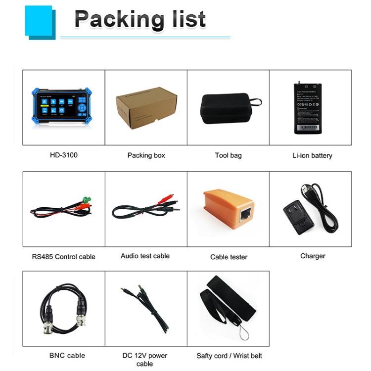 HD-3100Pro Engineering Treasure 5 in 1 Coaxial Video Surveillance Tester, Plug:UK Plug